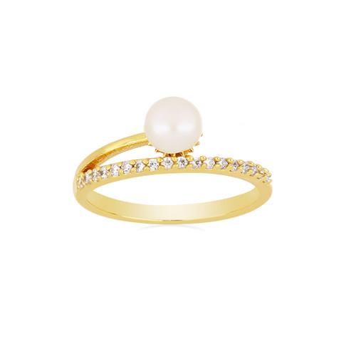 BUY UNIQUE WHITE FRESHWATER PEARL GEMSTONE BRASS  RING